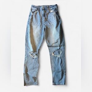 American Eagle Outfitters Women's High Rise Distressed Blue Jeans